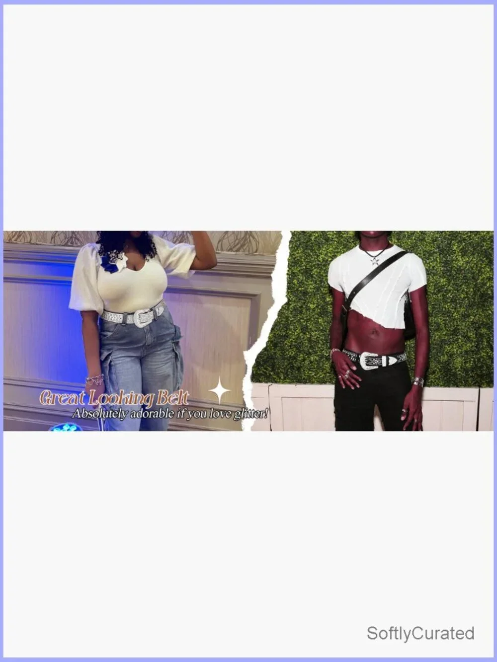 Western Cowboy Rhinestone Studded Leather Belt Unisex Waist Belt for Jeans